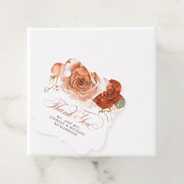 Floral Terracotta Boho Wedding Vielen Dank Geschenkanhänger (Beispiel)