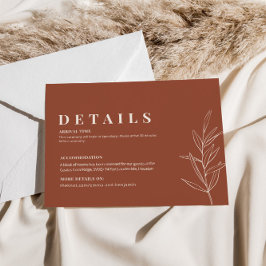 Floral Terracotta Hochzeitskarte Begleitkarte