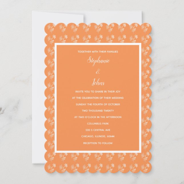 Floral Terracotta Orange Muster farbenfrohe Hochze Einladung (Vorderseite)