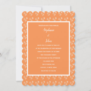 Floral Terracotta Orange Muster farbenfrohe Hochze Einladung