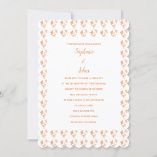 Floral Terracotta Orange Muster Hübsche Hochzeit Einladung