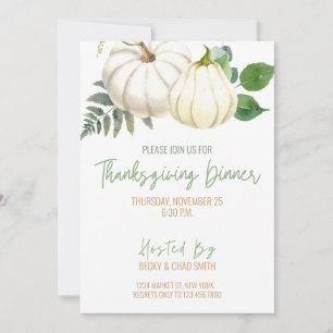 Floral Thanksgiving Diner Invitation Citrouilles