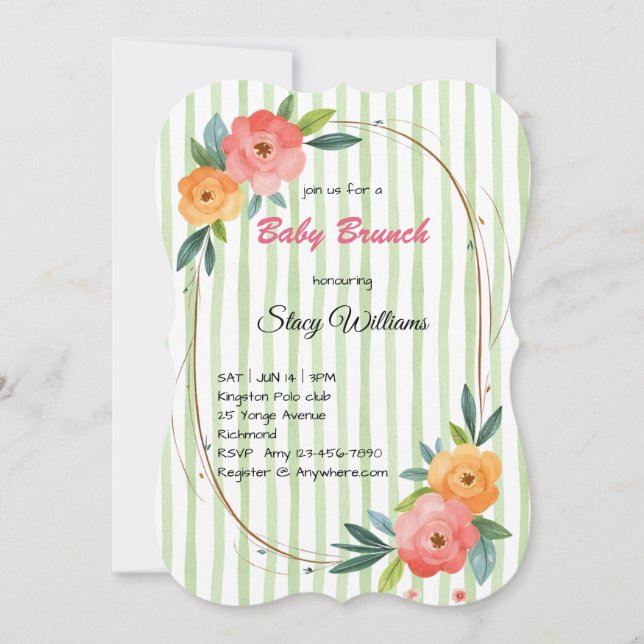 Floral Theme Baby Brunch Invitation (Devant)