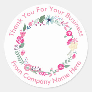 Floral Theme Business-Logo Vielen Dank Stickers