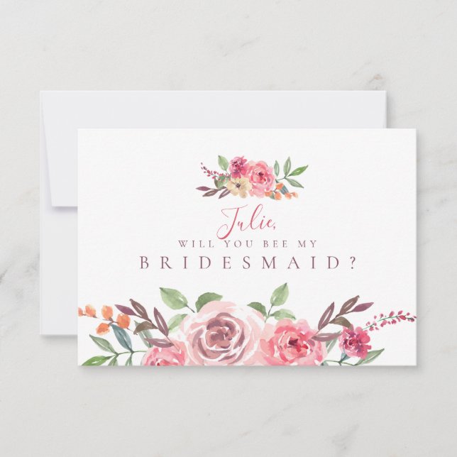 Floral Themed Bridesmaid Card Einladung (Vorderseite)