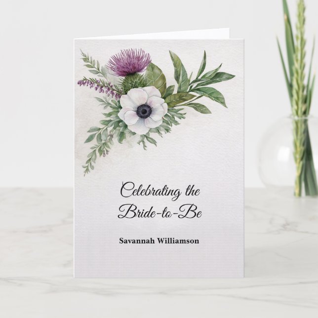 Floral Thistle Bridal Shower  Karte (Vorderseite)