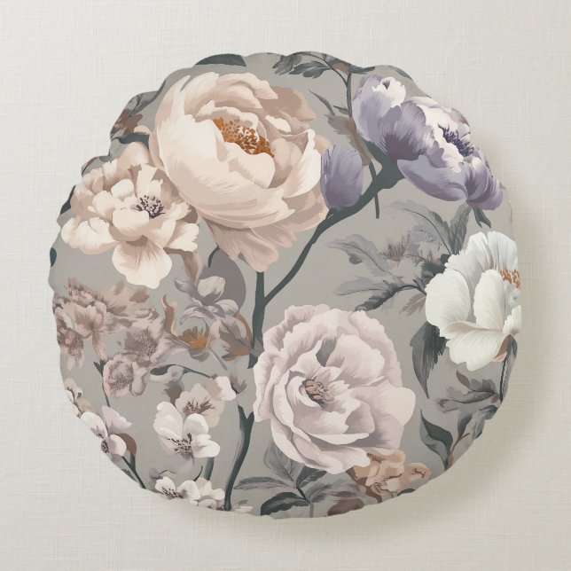 Floral Throw Pillow Rundes Kissen (Vorderseite)