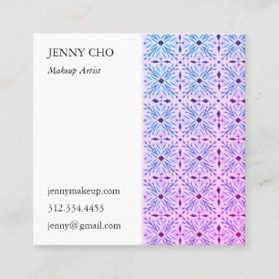 Floral Tiles Geometric Lila Blue Quadratische Visitenkarte