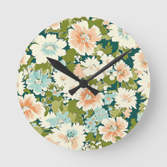 Floral Time Whisky Runde Wanduhr (Vorderseite)