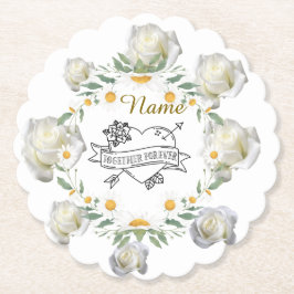 Floral "Together Forever" skallopierte Hochzeitenk Untersetzer