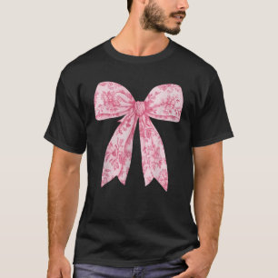 Floral Toile De Jouy Pink Coquette Bow Blume Chin T-Shirt