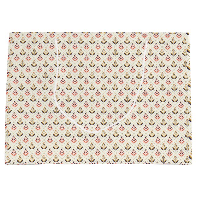 Floral tote bag design with beige background  große geschenktüte (Vorderseite)