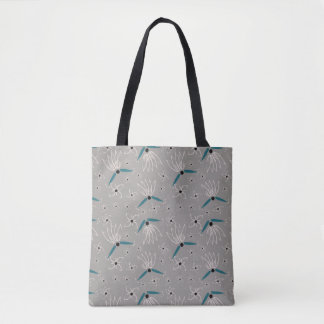 Floral Tote Beutel - Aquamarin & beige auf neutral Tasche