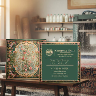 Floral Traditional Oriental Carpet Cleaning Quadratische Visitenkarte