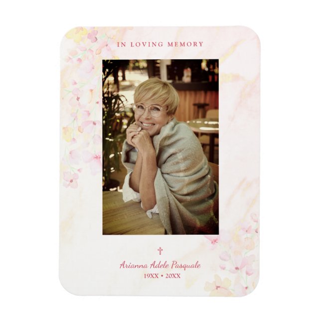 Floral Traditionelles & elegantes rosa Foto Beerdi Magnet (Vertikal)