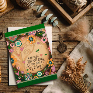 Floral Tree Walking Each Other Home Zitat Karte