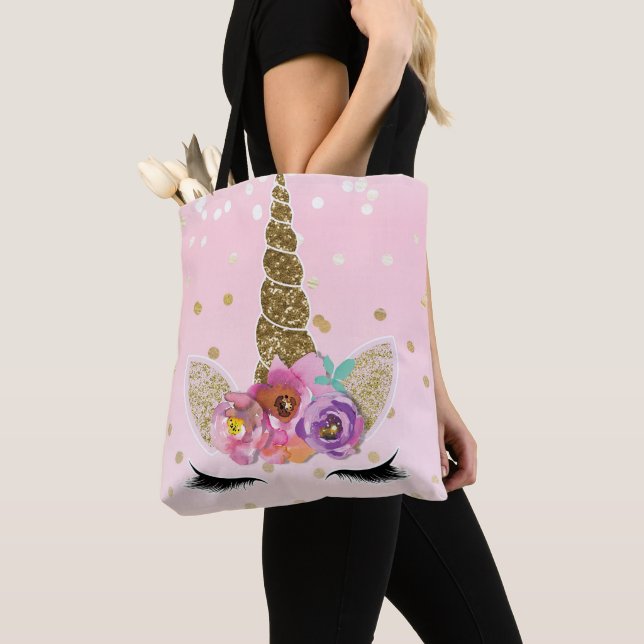 Floral Trendy Modernes Einhorn Horn Gold Confetti Tasche (Von Nahem)