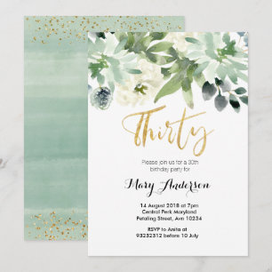 Floral Trente 30e anniversaire Invitation cactus