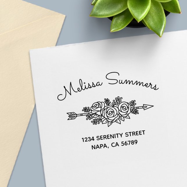 Floral Tribal Arrow, Rose Flowers Address 6 Permastempel (Von Creator hochgeladen)