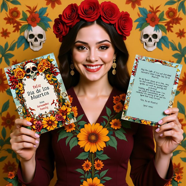 💀 🎉 Floral Tribute Dia de los Muertos Card (Floral Tribute Dia de los Muertos Card)