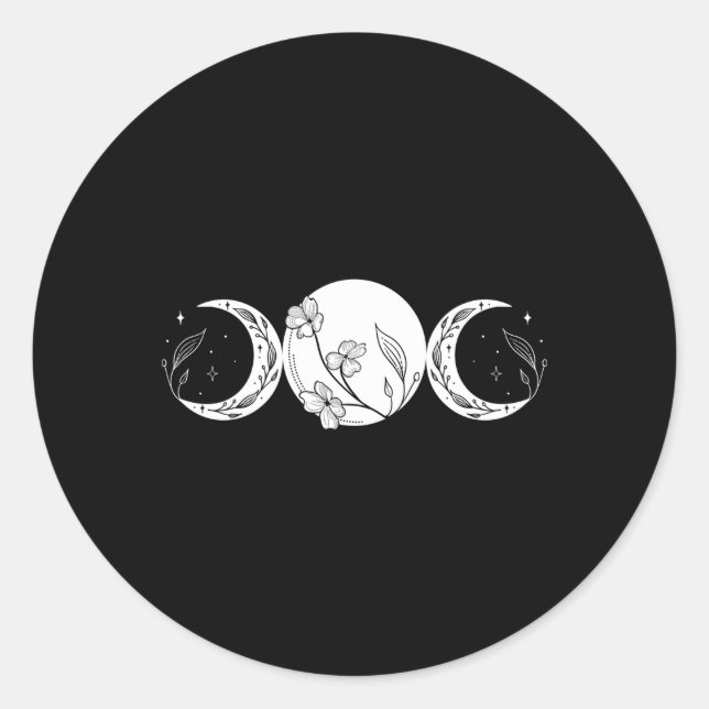 Floral Triple Moon Goddessmoon Phase Runder Aufkleber (Vorderseite)