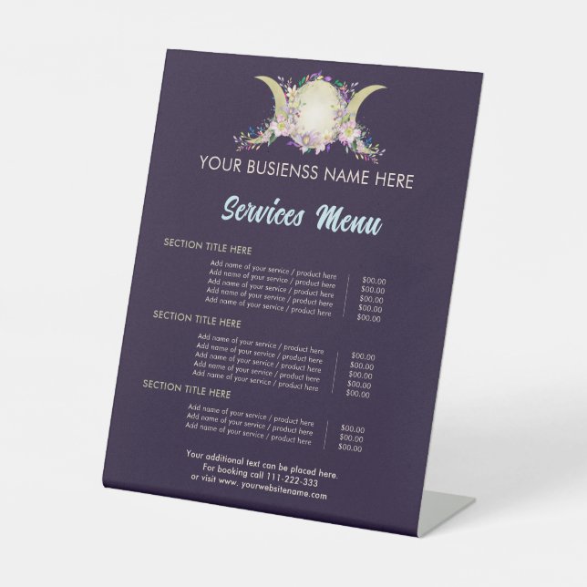 Floral Triple Moon - Triple Goddess Sockelschild (Vorderseite)