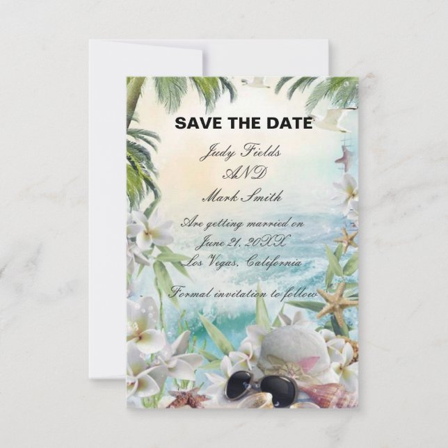 Floral Tropical Beach Mariage Enregistrer La Carte (Devant)