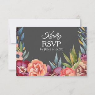 Floral Tropical Bourgogne RSVP 3 Carte de repas - 