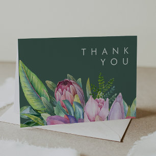 Floral tropical coloré Carte de remerciements ve
