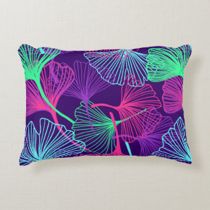 Floral Tropical Gingko Blätter Hintergrund in Neon Dekokissen