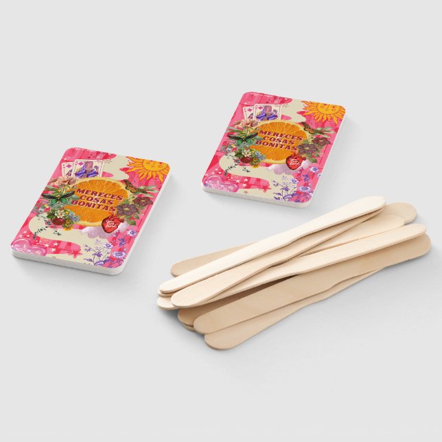 Floral Tropical Orange Slice Hand Fan Set Fächer (Non-assembled)