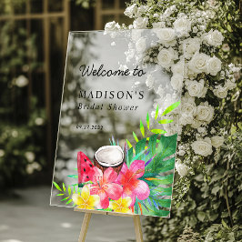 Floral Tropical Paradise Bridal Shower Acrylschild