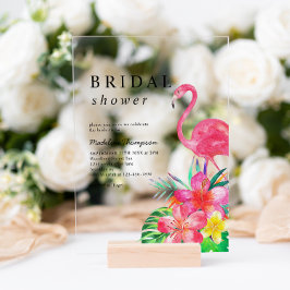 Floral Tropical Paradise Flamingo Bridal Shower Acryleinladungen