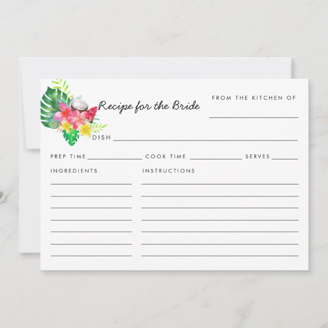 Floral Tropical Paradise Recipe for the Bride Card (Vorderseite)