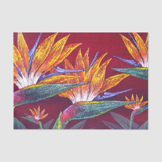 Floral Tropical Paradise Red Hawaiian Decoupage Seidenpapier (Vorderseite)