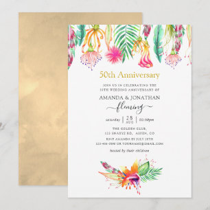 Floral Tropical Sommer 50. Hochzeitstag Einladung