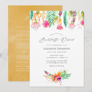 Floral Tropical Summer Bachelorette Wochenende Einladung