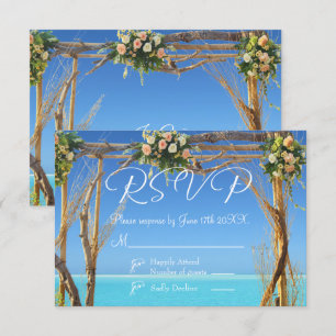 Floral Tropical Summer Beach Wedding Carte RSVP