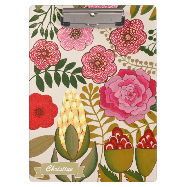 Floral Tropics Art Malerei Personalisierte Zwische Klemmbrett (Vorderseite)