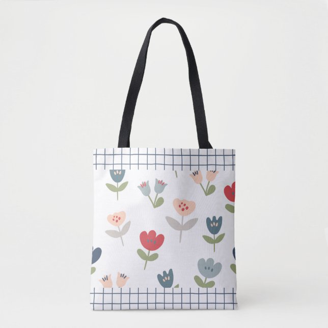 Floral Tulips Abstrakt Trim Bauernhof Muster Tasche (Vorderseite)