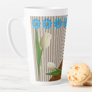 Floral Tulips Streifen Latte Tasse