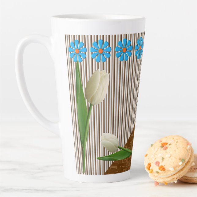 Floral Tulips Streifen Latte Tasse (Beispiel)