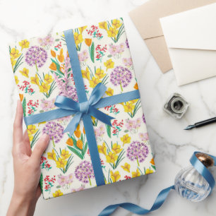 Floral Tulpe Feld gelb & grün Umhüllungspapier Geschenkpapier
