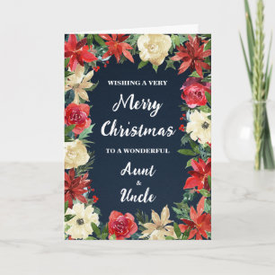 Floral Tunt und Onkel Frohe Weihnachten Karte