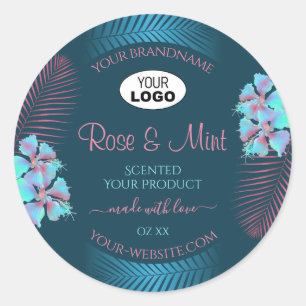 Floral Turquoise Produit Étiquettes Palm rose Feui