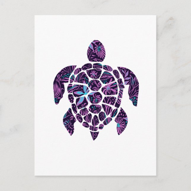Floral Turtle Postkarte (Vorderseite)