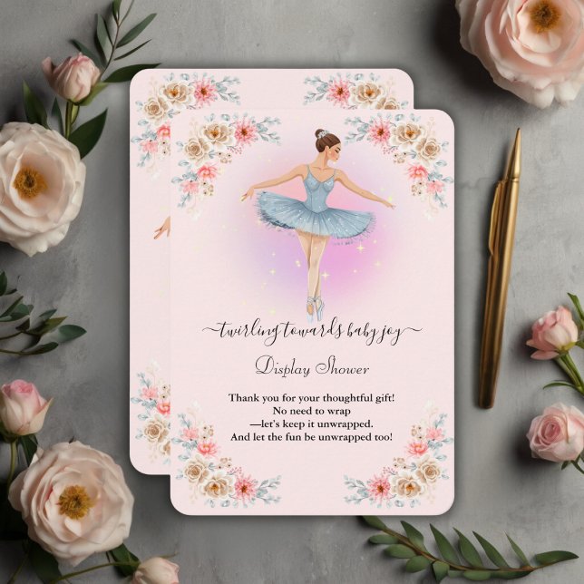 Floral Twirling Ballerina Wasserfarbe Babydusche Begleitkarte (Von Creator hochgeladen)