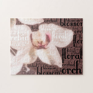Floral Typografie Embedded White Orchid Foto