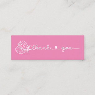 Floral Typografie Simple Pink Minimal Vielen Dank Mini Visitenkarte