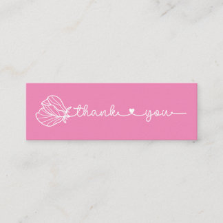 Floral Typografie Simple Pink Minimal Vielen Dank Mini Visitenkarte